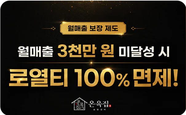 월매출 3천만 원 미달성 시 로열티 100% 면제 안내
